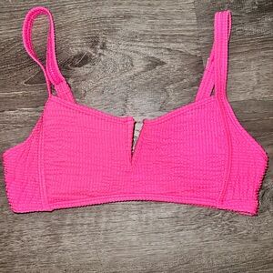 Vibrant Pink Textured Swim Top